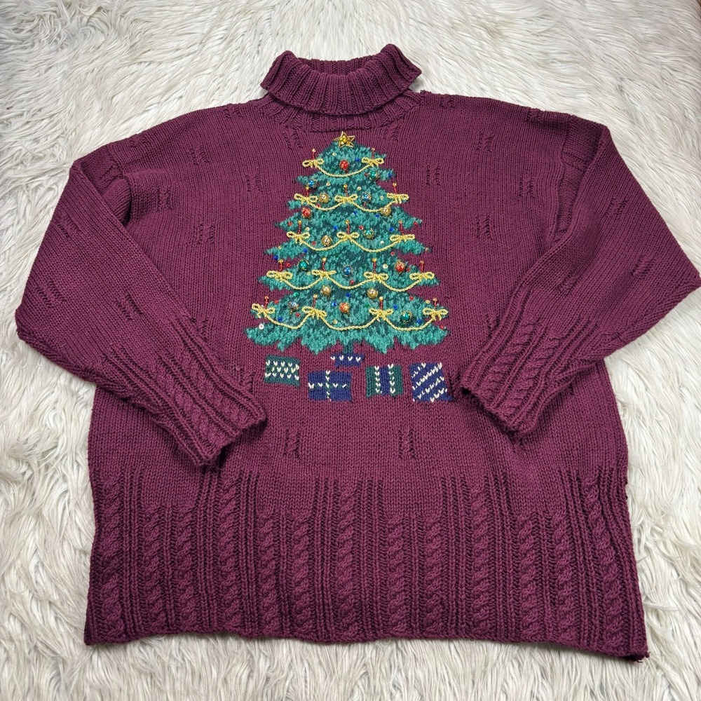 Vintage 1994 Marissa Christina Women's MP Christmas Turtleneck Tunic Sweater